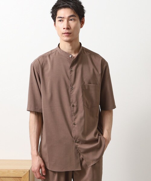 THE SHOP TK uvカット シャツ クールファイバー バンドカラー半袖