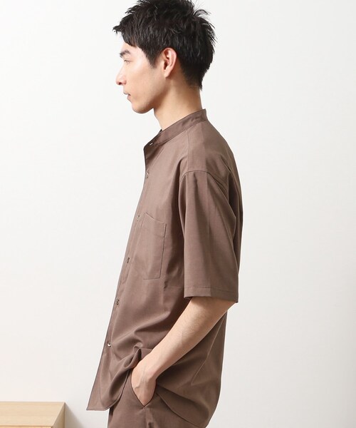 THE SHOP TK uvカット シャツ クールファイバー バンドカラー半袖