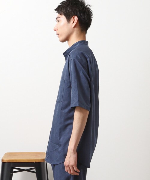 THE SHOP TK uvカット シャツ クールファイバー バンドカラー半袖