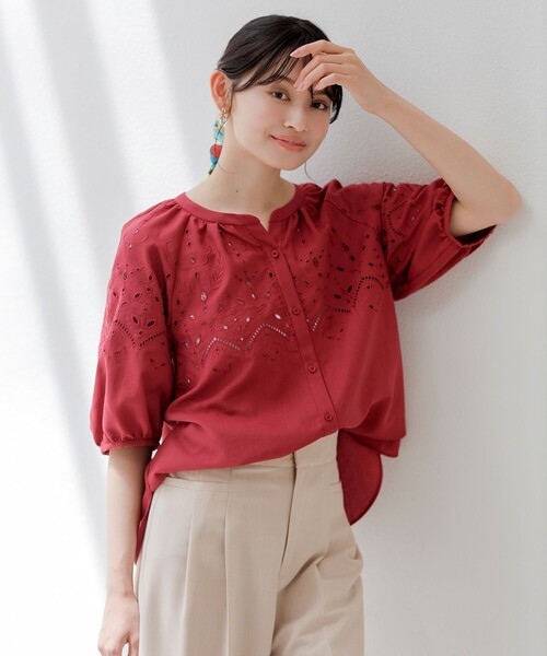 ANY SIS（エニィスィス） リネンシャツ ブラウス シャツ カットワーク