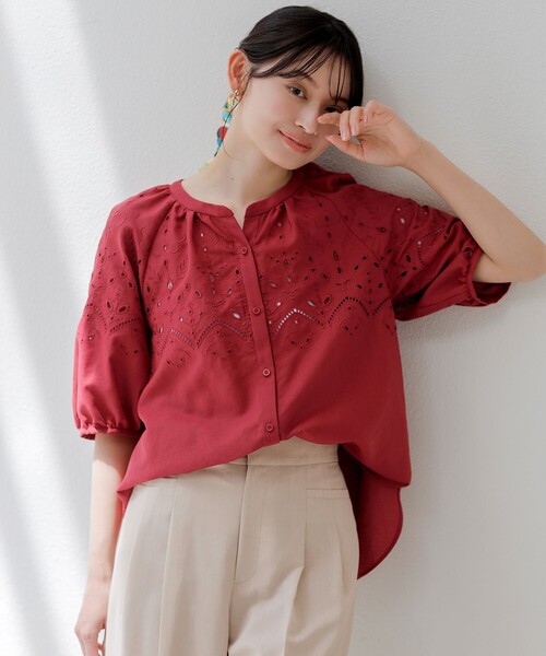 maison de soil リネン エンブロイダリー ブラウス 刺繍 シャツ ANY SIS（エニィスィス） リネンシャツ ブラウス シャツ カットワーク