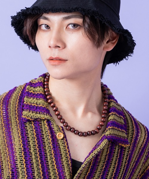 ネックレス an meets zakka ウッドボール数珠ネックレス(50cm