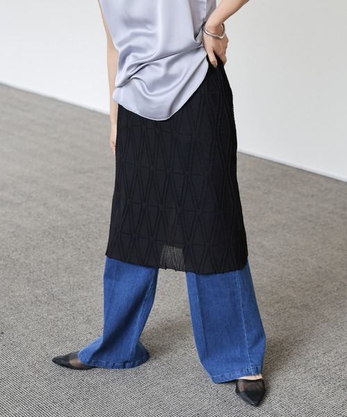 スカート machatt SHEER JACQUARD SKIRT select MOCA Et スカート 「Et」Sheer Layered Knit Skirt : ZOZOTOWN