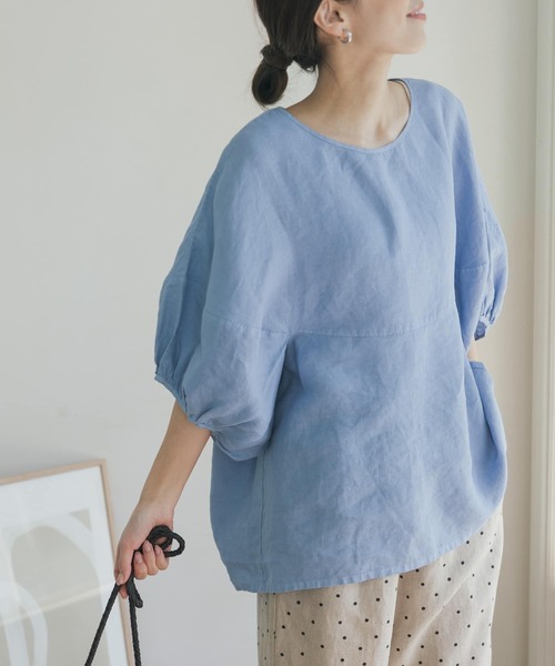 「URBAN RESEARCH DOORS」 半袖ブラウス MEDIUM ブルー レディース