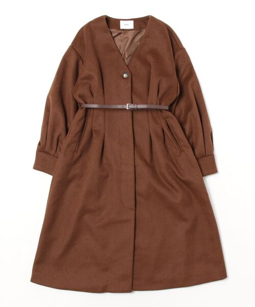 MURUA（ムルーア） ノーカラーコート 2 ブラウン レディース