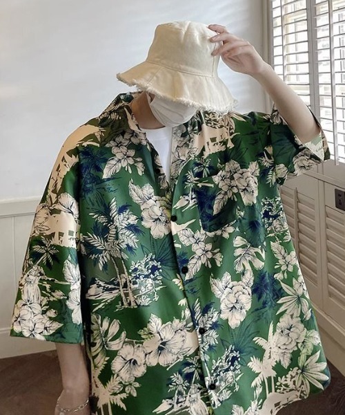 FUMIE TANAKA ボタニカル カジュアル オープンカラー シャツ 総柄 GEMEDA シャツ ボタニカル柄オープンカラーシャツ メンズ : ZOZOTOWN