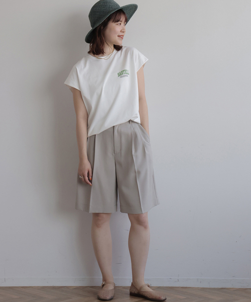JOURNAL STANDARD relume フレンチスリーブ リブTシャツ白 フレンチスリーブロゴTシャツ（Tシャツ／カットソー）｜JOURNAL