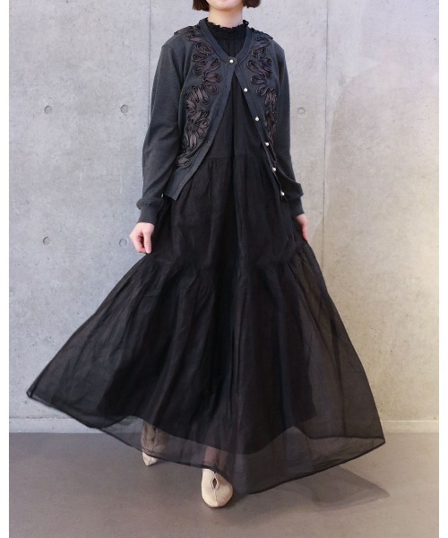 マリリンムーン  ブラックバックレースカーディガン R☆s セール】code embroidery cardigan（カーディガン/ボレロ）｜Marilyn