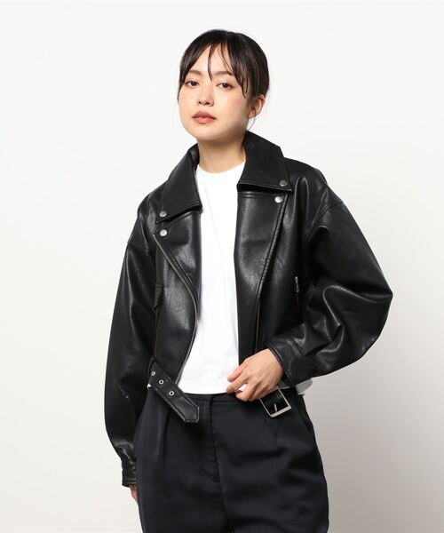 ☆ MURUA ☆ 黒 ライダース ジャケット MURUA（ムルーア） ライダースジャケット FREE ブラック レディース