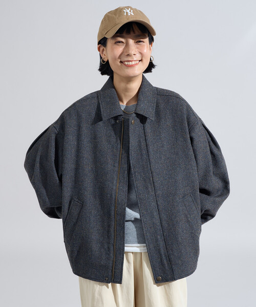 ブルゾン アウター English Wool 襟付きブルゾン/イングリッシュウール ジャケット レディース | FREAK'S STORE