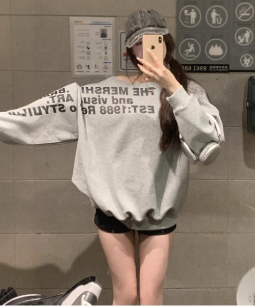 DEVICE（デバイス） トレーナー スウェット ロゴ オフショルダー