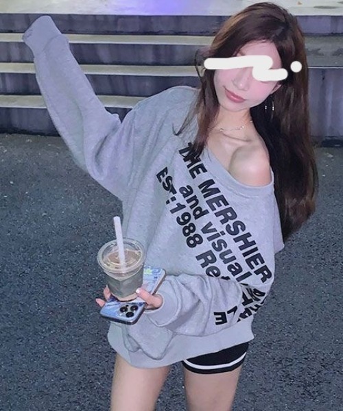 DEVICE（デバイス） トレーナー スウェット ロゴ オフショルダー 