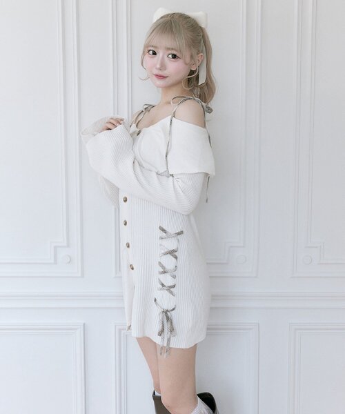 Belle Charme ワンピース 「Belle Charme」レースアップオフショル