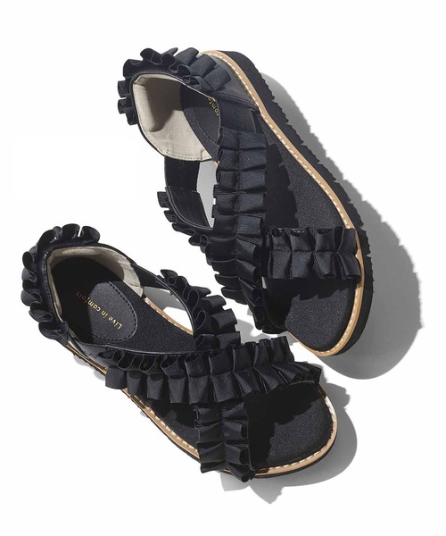 「Live in comfort」 フラットサンダル 5 ブラック レディース_画像2