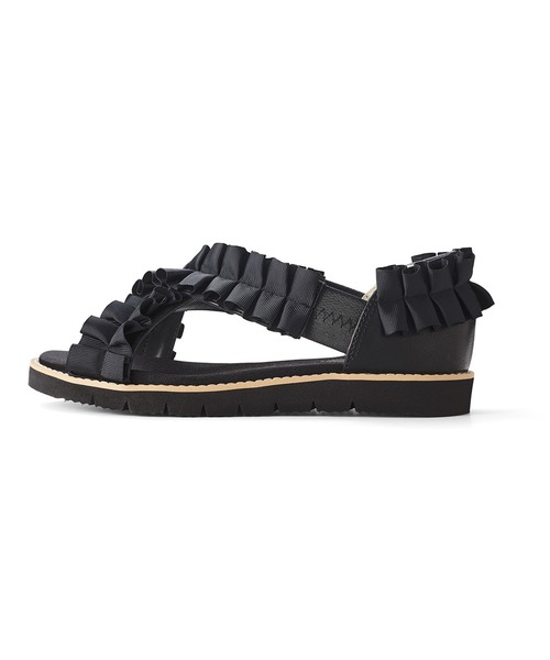 「Live in comfort」 フラットサンダル 5 ブラック レディース_画像5