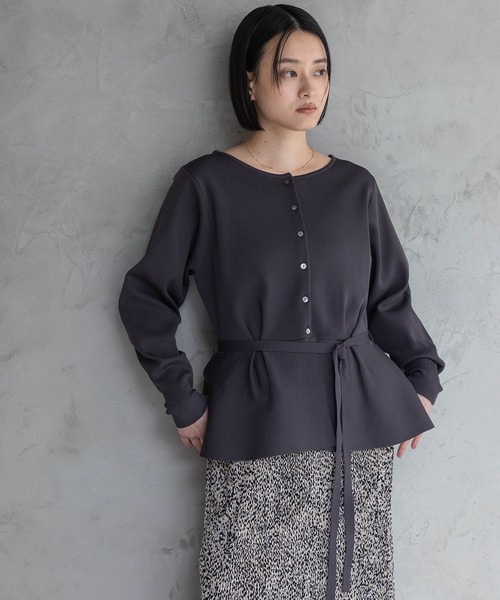 ohga ぺプラムカーディガン　ブラック　ニット A part by（アパートバイ） カーディガン 「WEB限定」2WAYペプラム