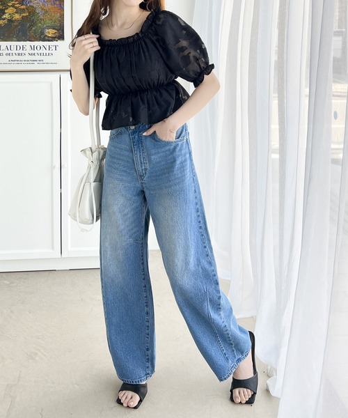 「mily bilet」 半袖ブラウス LARGE ブラック レディース_画像5