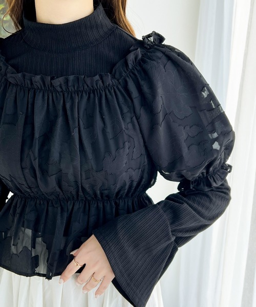 「mily bilet」 半袖ブラウス LARGE ブラック レディース_画像6