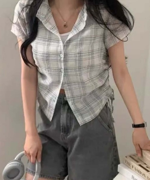 「MAISON DE THERESE」 半袖シャツ X-LARGE ネイビー レディース_画像3