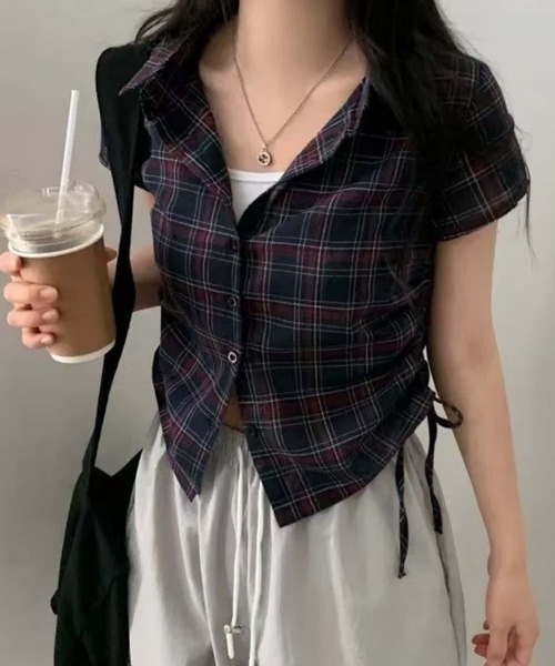 「MAISON DE THERESE」 半袖シャツ X-LARGE ネイビー レディース_画像6