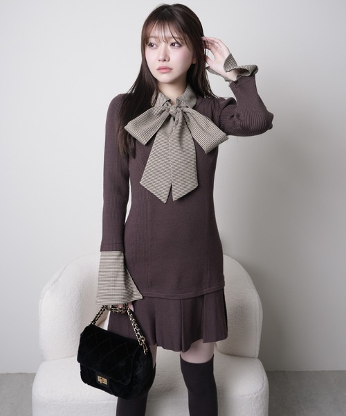 LIPSERVICE ワンピース LIP SERVICE（リップサービス） ワンピース フロントZIPニットプリーツ