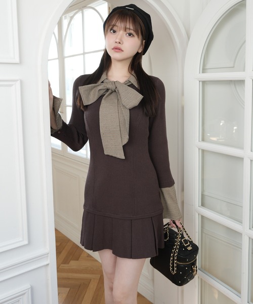 LIP SERVICE フロントZIPニットプリーツワンピース LIP SERVICE（リップサービス）｜ フロントZIPニットプリーツ