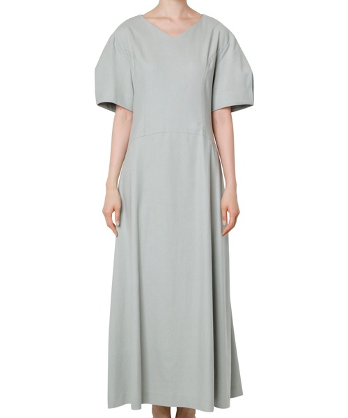 「LE CIEL BLEU」 半袖ワンピース 38 ライトグレー レディース_画像6