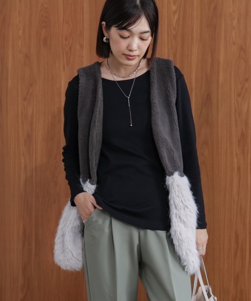 Bou Jeloud（ブージュルード） ベスト ジレ ボア×ファーニットベスト