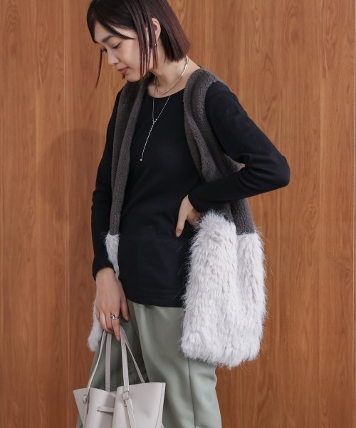 Bou Jeloud（ブージュルード） ベスト ジレ ボア×ファーニットベスト