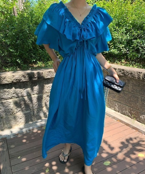 「N.s」 半袖ワンピース FREE ブラック レディース_画像6