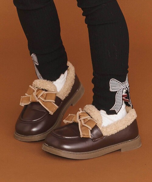 SLAP SLIP（スラップスリップ） ローファー リボン付きあったか中ボア