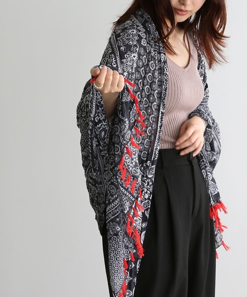 colleca la（コレカラ） ストール マフラー フリンジ/タッセル付き