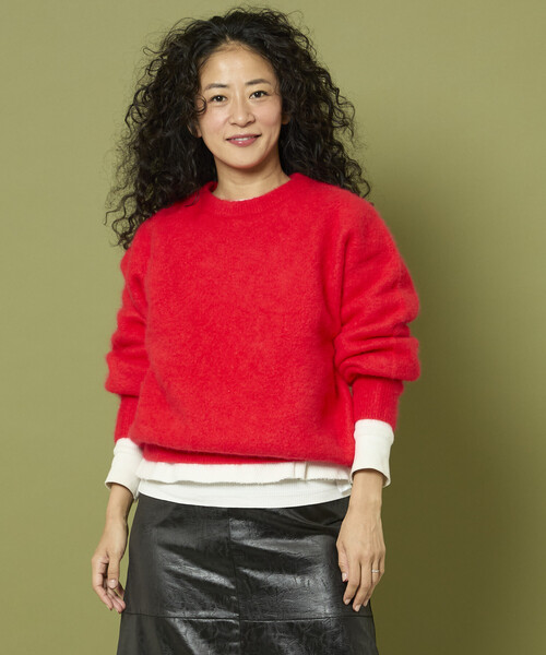 Freada フラッフィーニット 赤 Freada（フリーダ） ニット セーター フラッフィーニット プルオーバー