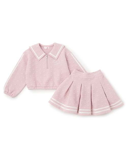 mezzo piano セットアップ カットジャガード ハーフZIPセーラー