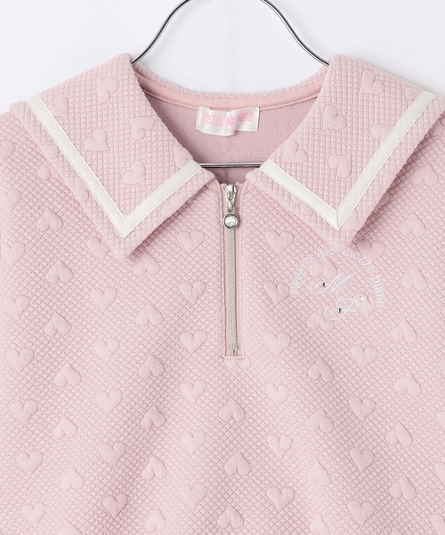 mezzo piano セットアップ カットジャガード ハーフZIPセーラー