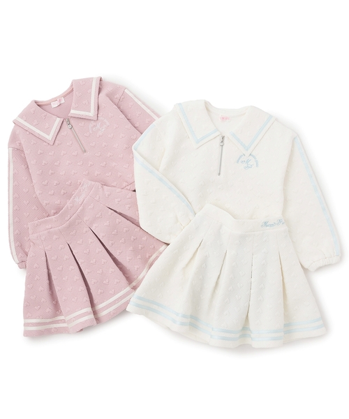 mezzo piano セットアップ カットジャガード ハーフZIPセーラー