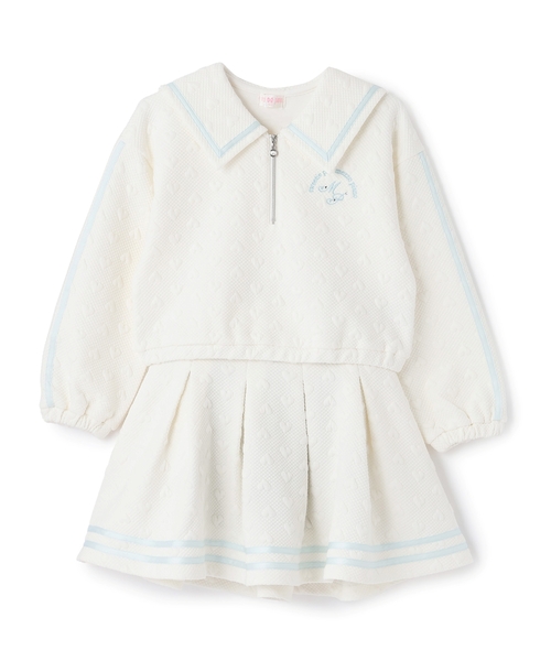 mezzo piano セットアップ カットジャガード ハーフZIPセーラー