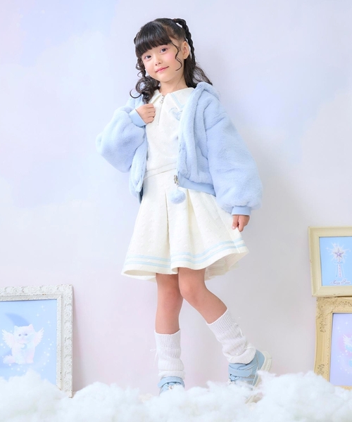 mezzo piano キッズ　セレモニーセットアップ　120 mezzo piano セットアップ カットジャガード ハーフZIPセーラー