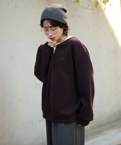 トレーナー スウェット key neck layered logo sweat pullover
