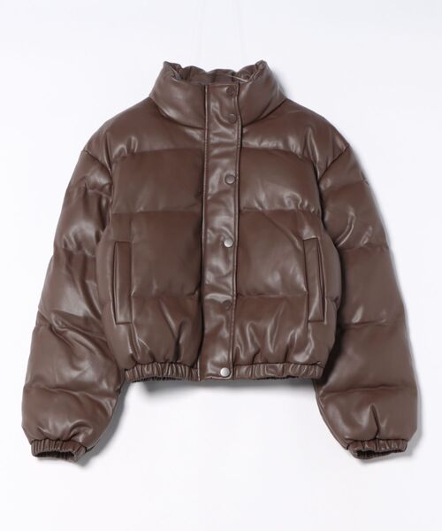 ダウンジャケット ダウン a.p.o.v. 合成皮革クロップド丈パフ