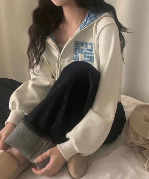 パーカー チェック切り替えジップパーカー レディース | ブランド登録なし | 07