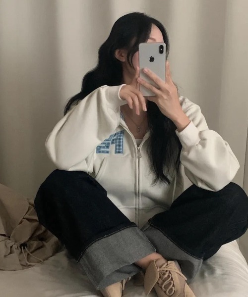 パーカー チェック切り替えジップパーカー レディース | ブランド登録なし | 12