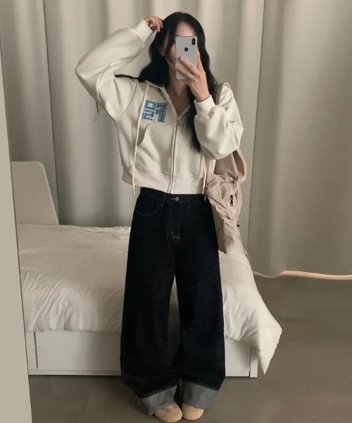 パーカー チェック切り替えジップパーカー レディース | ブランド登録なし | 13