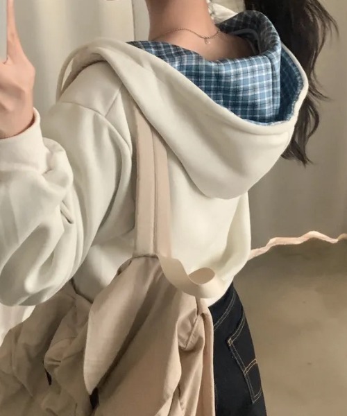 パーカー チェック切り替えジップパーカー レディース | ブランド登録なし | 09