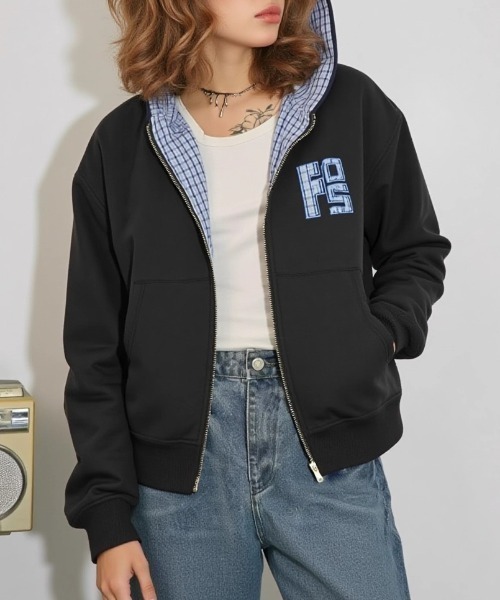 パーカー チェック切り替えジップパーカー レディース | ブランド登録なし | 17