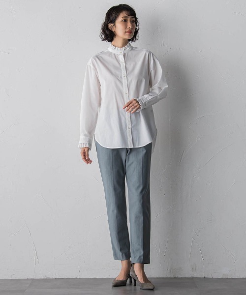 la.f（ラ・エフ） ブラウス シャツ ネックフリルブラウス