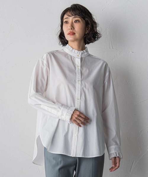 la.f（ラ・エフ） ブラウス シャツ ネックフリルブラウス