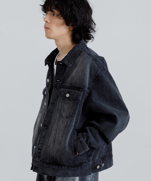 「SINSS」 デニムジャケット MEDIUM ブラック メンズ_画像5