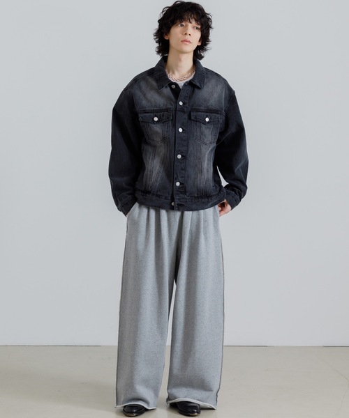 「SINSS」 デニムジャケット MEDIUM ブラック メンズ_画像8