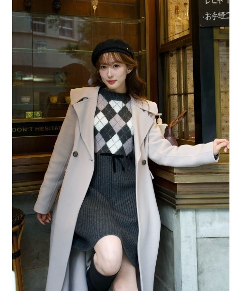 Her lip to ワンピース Moor Argyle Ribbon Knit Dress : ZOZOTOWN